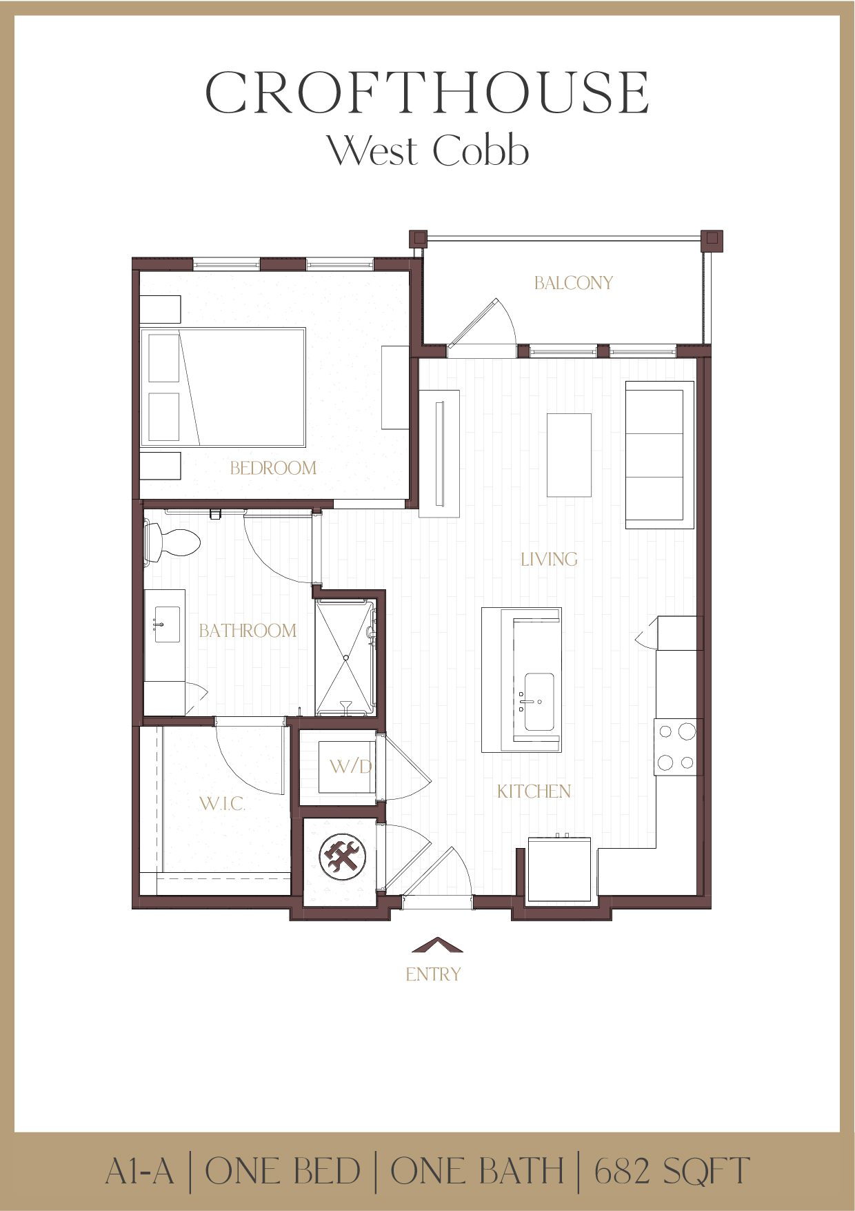 Crofthouse West Cobb A1-A one-bedroom floor plan - Powder Springs, GA