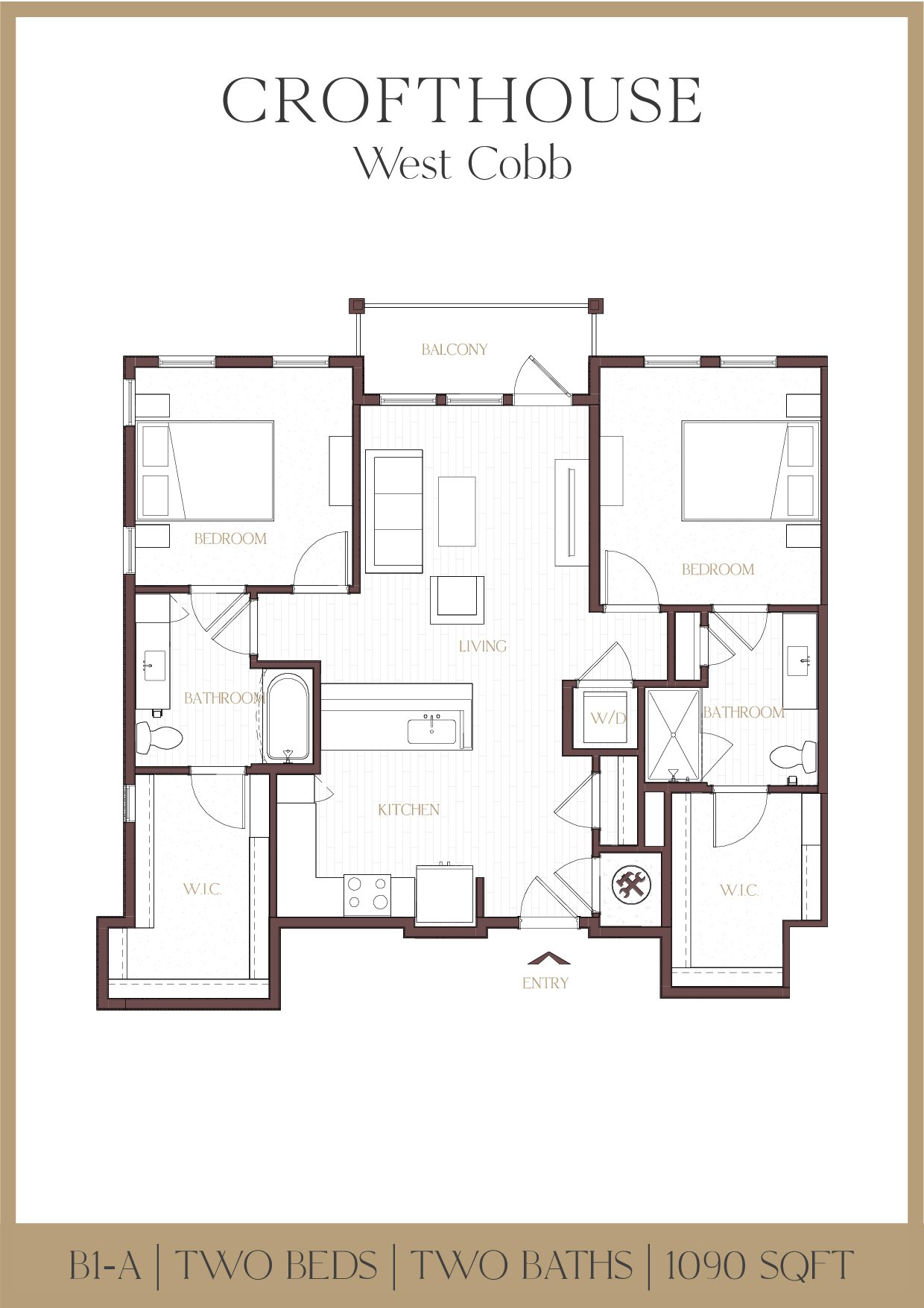 Crofthouse West Cobb B1-A two-bedroom floor plan - Powder Springs, GA
