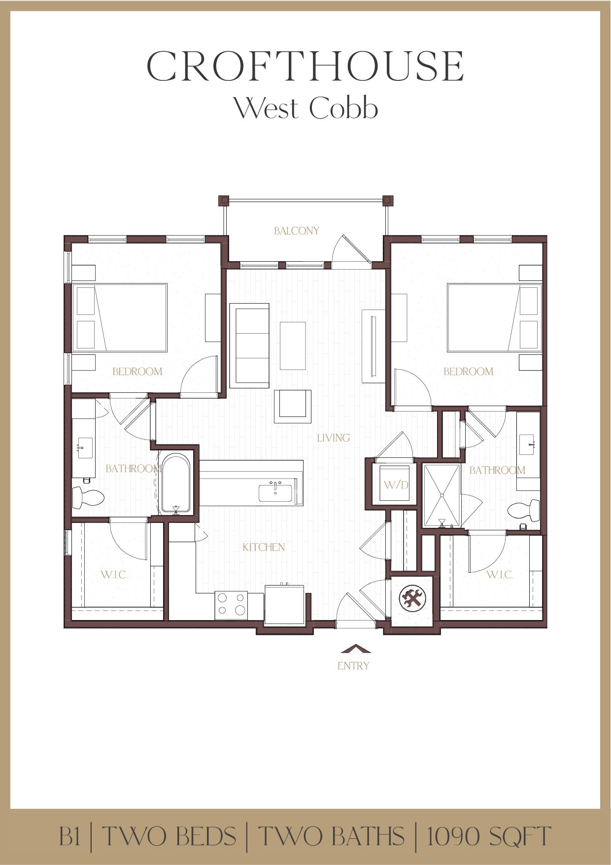Crofthouse West Cobb B1 two-bedroom floor plan - Powder Springs, GA