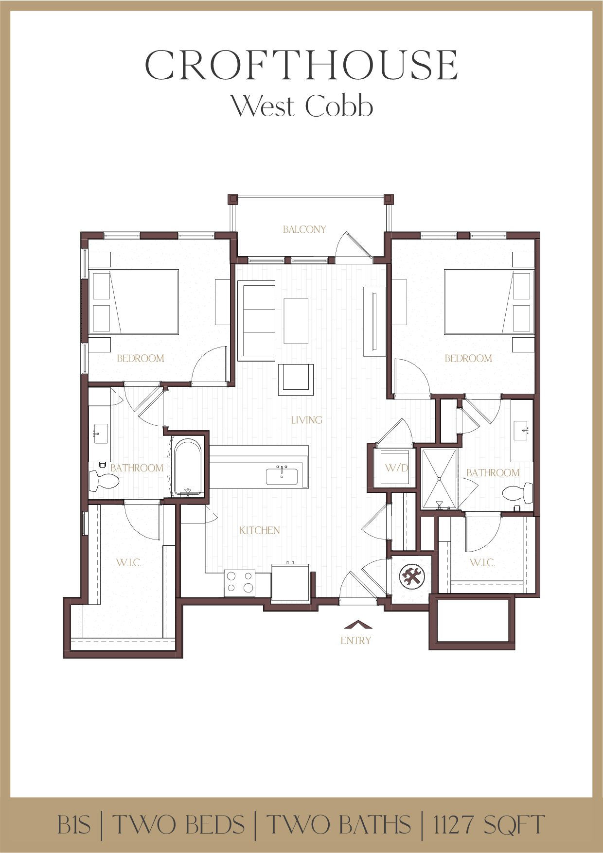 Crofthouse West Cobb B1S two-bedroom floor plan - Powder Springs, GA