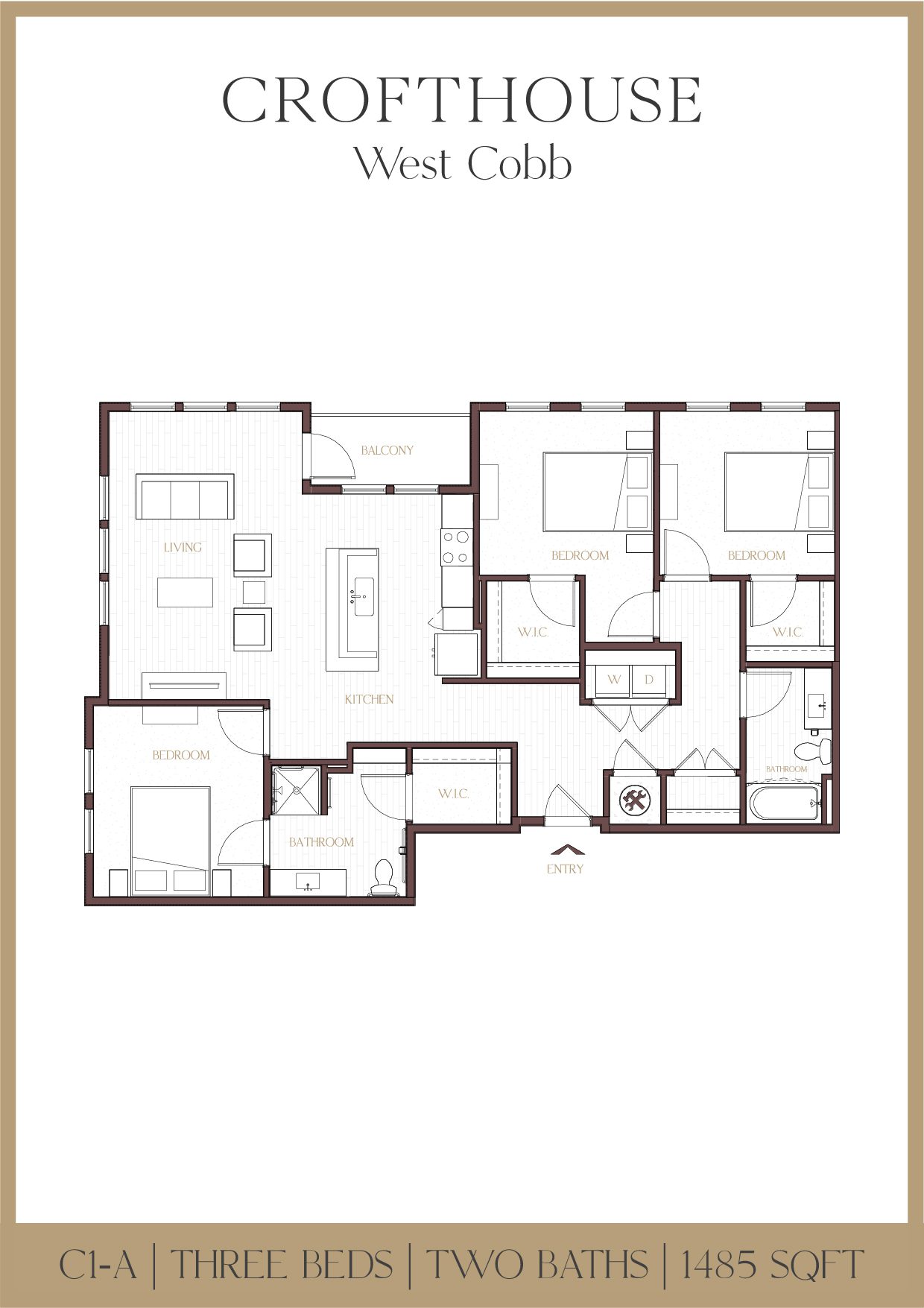 Crofthouse West Cobb C1-A three-bedroom floor plan - Powder Springs, GA