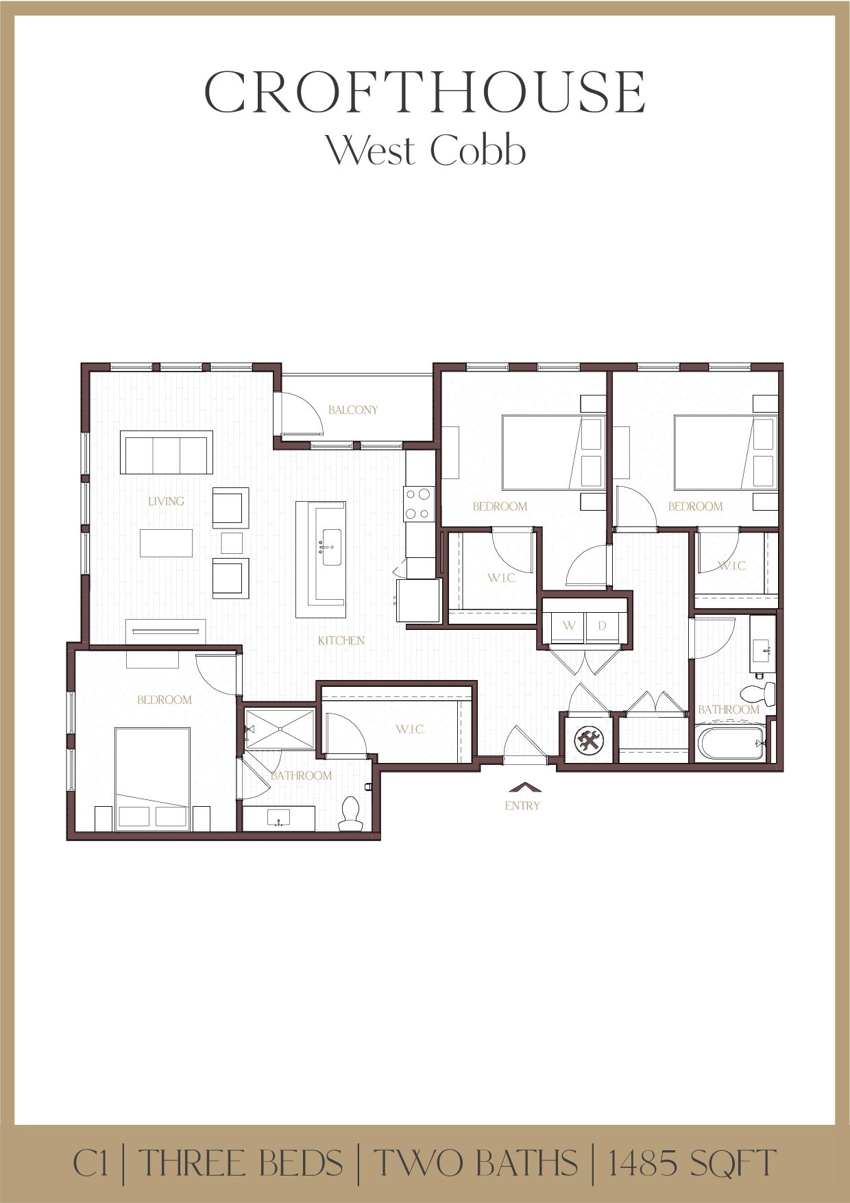Crofthouse West Cobb C1 three-bedroom floor plan - Powder Springs, GA