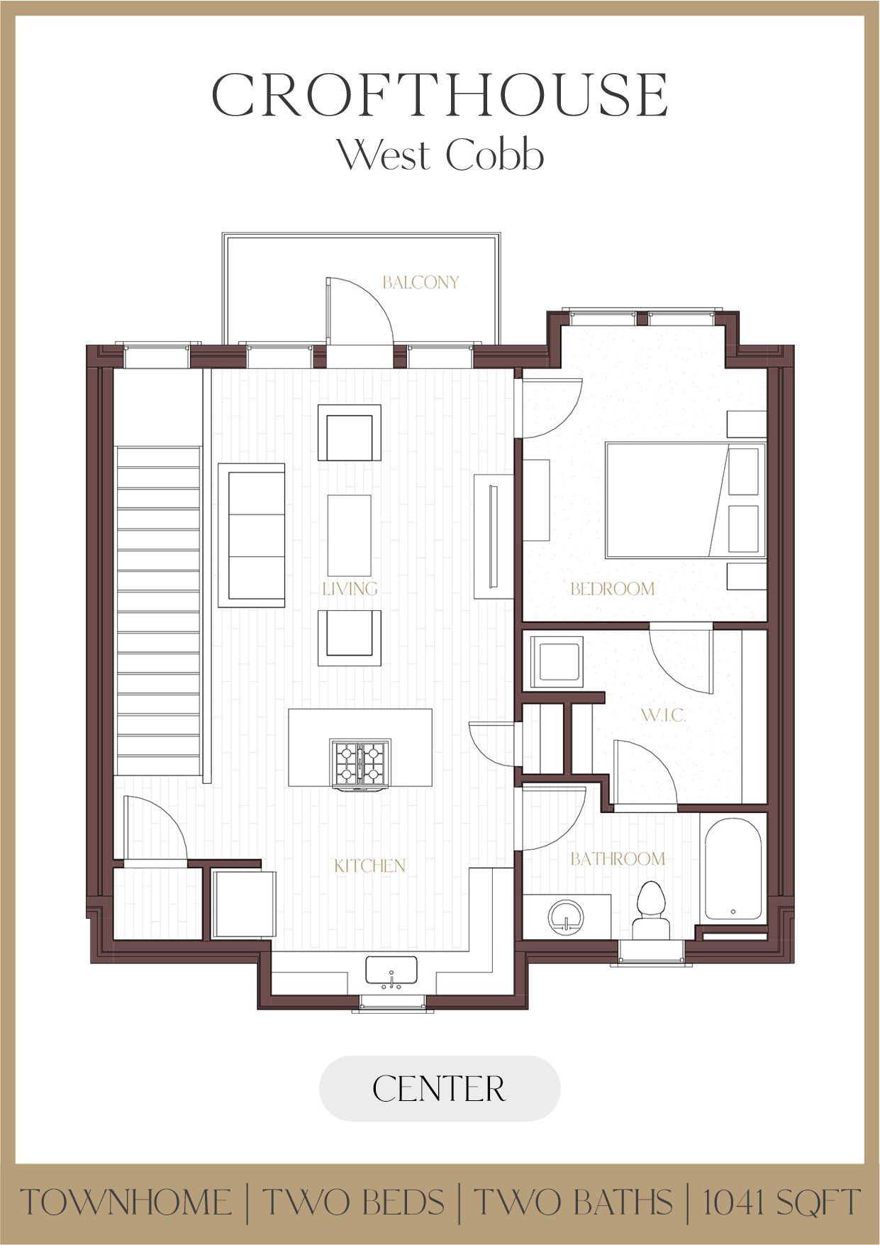 Crofthouse West Cobb townhome center 2nd floor plan - Powder Springs, GA